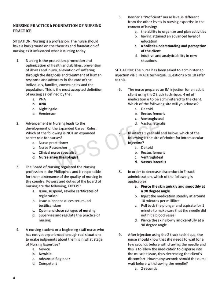 Nursing Practice Foundation Of Nursing exam